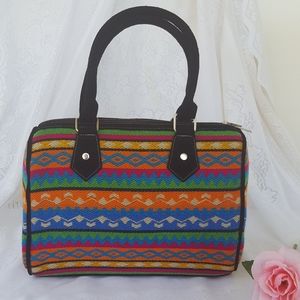 Artisan Wool Wolven Aztec Peruvian Handcrafted Duffel Bag Purse